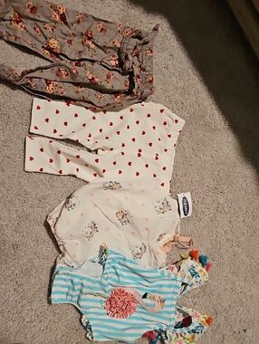 Old Navy Girls' Mixed Print Set - Cream, White, Blue & Brown